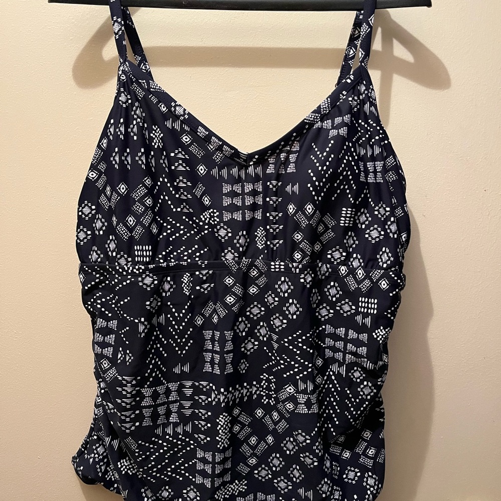 Kona Sol Blue Ruched Camisole Swim Top